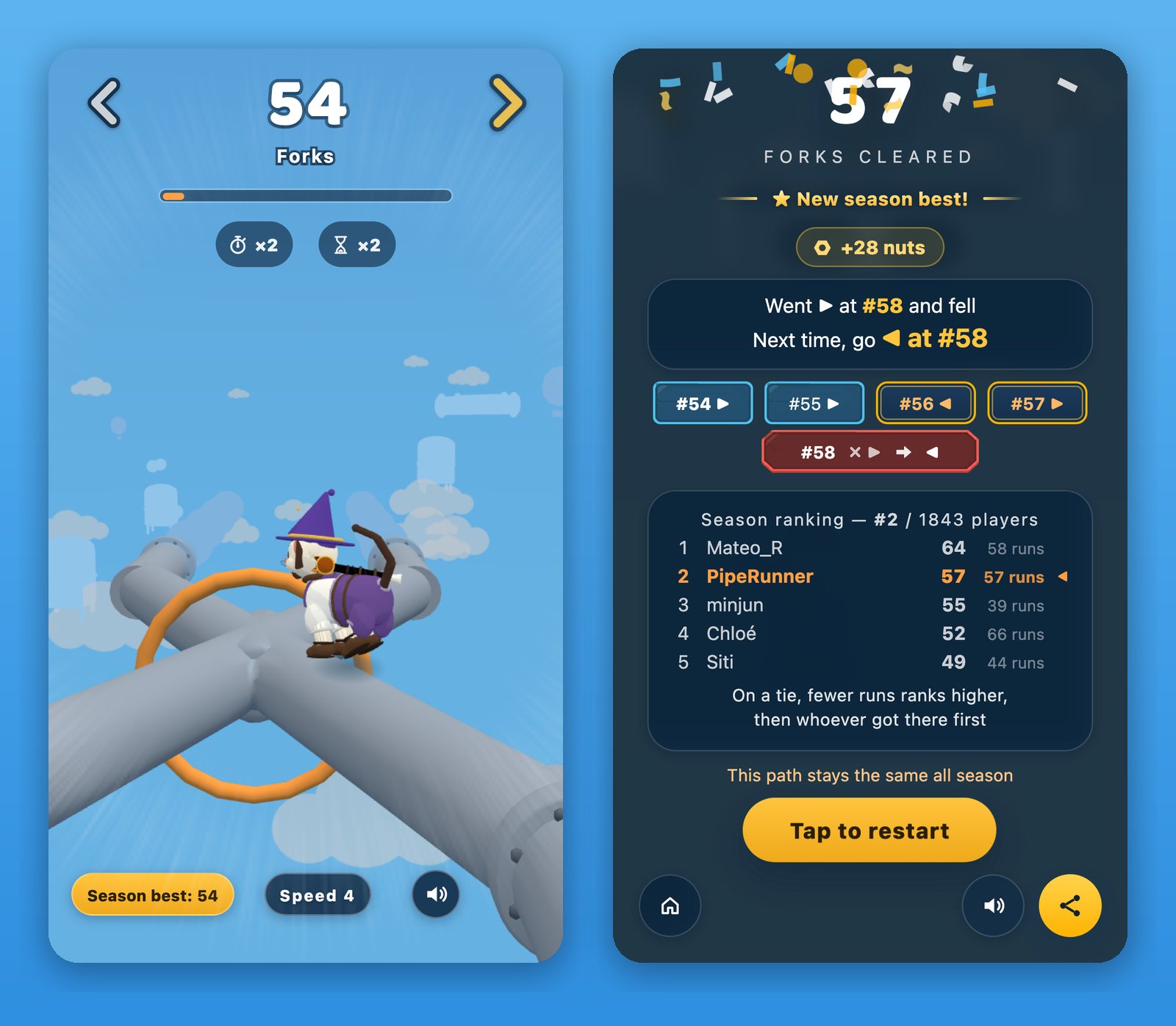 Two Forkway gameplay screens
